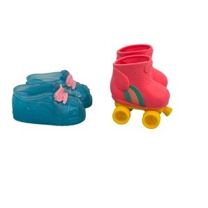 Baby Alive Doll Shoes Set Pink Roller Skates Blue Bow Sneakers Accessories